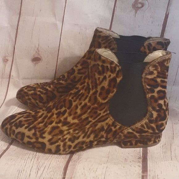 Enzo Angiolini "Meezzy" Leopard Calf Hair Ankle Chelsea Boots Sz.7.5 Ret.$209 - Picture 2 of 6